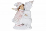 Декоративная статуэтка Ангел с Мишкой, 13см, цвет - бело-розовый Bon 707-248