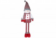 Мягкая новогодняя игрушка Bon Снеговик, 48см, цвет - белый с красным 752021