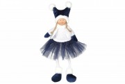 Мягкая игрушка Сидячая Девочка, 43см, цвет - синий с белым Bon 910-245