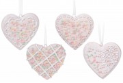 Декоративная подвеска Пряничное Сердце, 6.5см, цвет - розовый 4шт/уп Bon 707-245