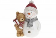 Декоративна статуетка Сніговик з ведмедиком 19см Bon 218-252
