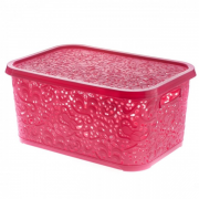 Корзина с крышкой Ажур (розовый) 6л Efe plastics