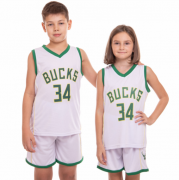 Форма баскетбольная детская NBA BUCKS 34 SP-Sport 3582 XL (13-16 лет) Бело-зеленая