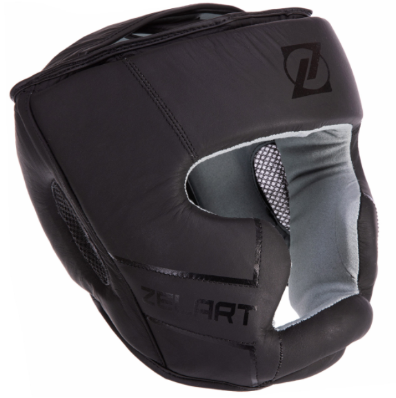 Шлем боксерский с полной защитой кожаный Zelart VL-3151 L Черный