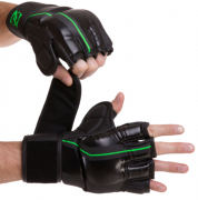 Перчатки для смешанных единоборств MMA Zelart VL-3089 XL черный-салатовый