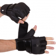 Перчатки для смешанных единоборств MMA кожаные Zelart VL-3098 L черный