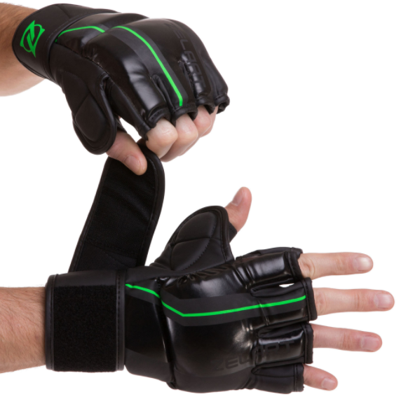 Перчатки для смешанных единоборств MMA Zelart VL-3089 M черный-салатовый