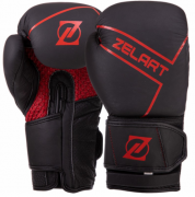 Перчатки боксерские кожаные на липучке Zelart VL-3149 10 унций Черно-красные