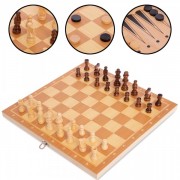 Шахи, шашки, нарди 3 в 1 дерев'яні Zelart W7723