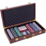 Набор для покера в кожзам чемодане Zelart PK300L на 300 фишек с номиналом