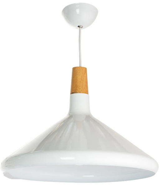 Светильник Slava белый конусный с деревянным основанием (OU157/WT)