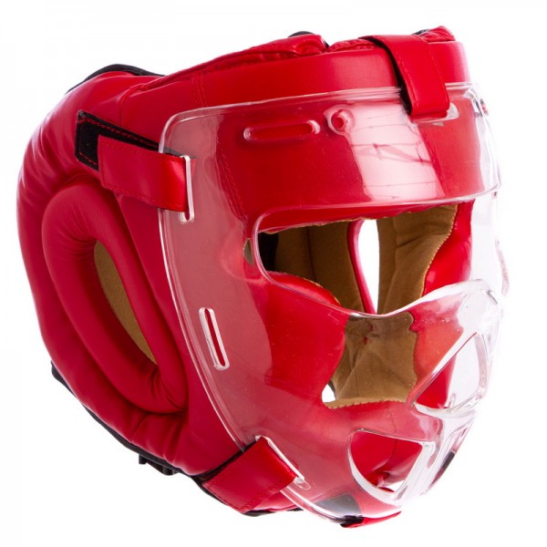 Шлем для единоборств с прозрачной маской Flex MA-0719 р-р М Красный