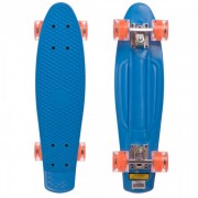 Скейтборд пластиковый Penny LED WHEELS 22in со светящимися колесами SK-5672-2 ,синий-оранжевый
