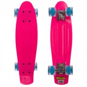 Скейтборд пластиковий Penny LED WHEELS 22in з колісами, що світяться SK-5672-4, рожевий-блакитний