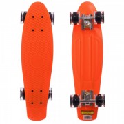 Скейтборд пластиковий Penny LED WHEELS 22in з колісами, що світяться SK-5672-11,оранжево-чорний