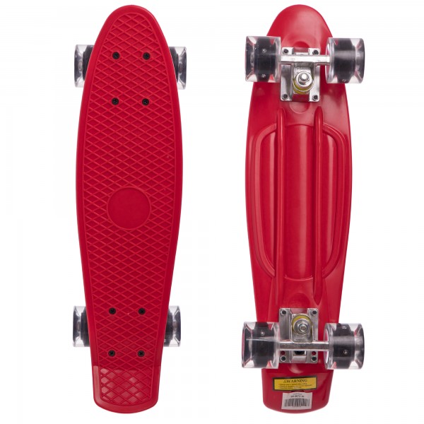Скейтборд пластиковый Penny LED WHEELS 22in со светящимися колесами SK-5672-10,красный-черный
