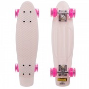 Скейтборд пластиковый Penny LED WHEELS 22in со светящимися колесами SK-5672-9 ,белый-розовый