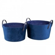Комплект круглых синих тканевых корзин с ручками 2 шт. Flora 50058