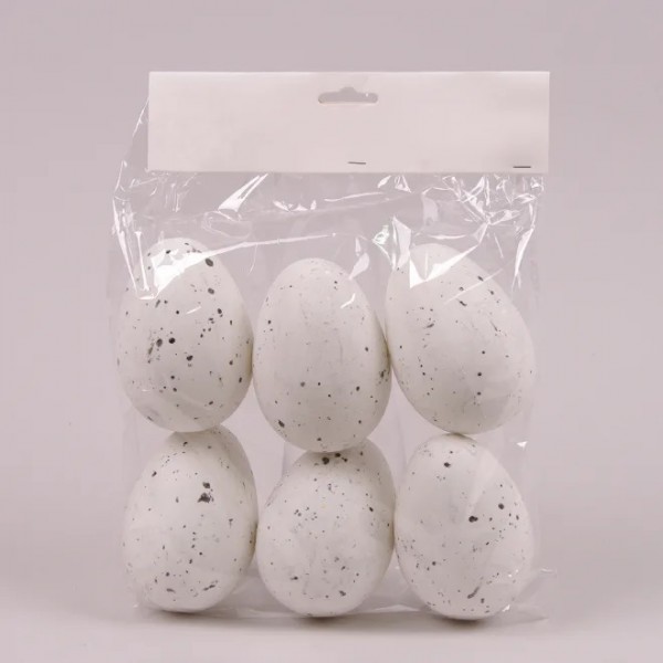 Яйця декоративні білі для великодніх композицій Flora 44104 (6 шт.) 7х9 см