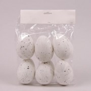 Яйца декоративные белые для пасхальных композиций Flora 44104 (6 шт.) 7х9 см
