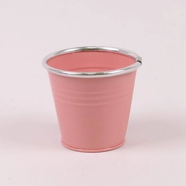 Кашпо металлическое розовое D-9 см. Flora 37945