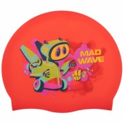 Шапочка для плавания детская MadWave Junior MAD BOT M057915 Красный