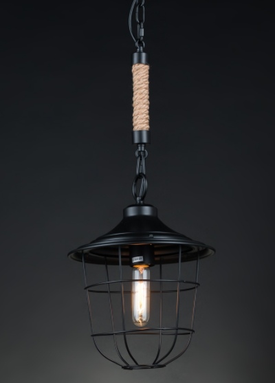 Люстра-подвес чёрная в форме фонаря (DM010/1)