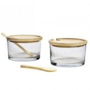 Комплект стеклянных емкостей с бамбуковыми крышками и ложками 2 шт. Flora 45211