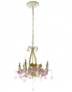 Люстра винтажная на 4 лампы с цветочным декором и кристаллами (SA017/4)