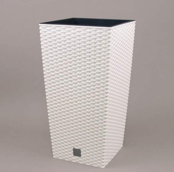 Горшок пластмассовый с вкладом Flora Rato Square белый 22.5х22.5 см 91160
