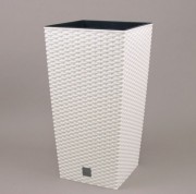 Горшок пластмассовый с вкладом Flora Rato Square белый 22.5х22.5 см 91160