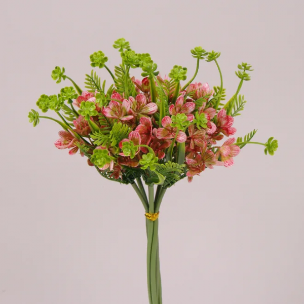 Декоративний букет рожево-зелений 35 см. Flora 71759