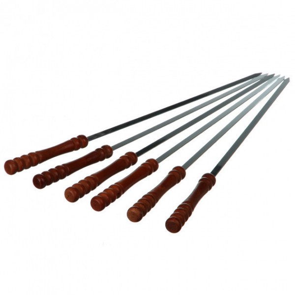 Шампуры плоские A-Plus с деревянной ручкой 6 штук 60см 84514 MPL-1845