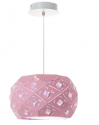 Люстра-подвес розовая на 1 лампу с камнями (FE009/1)
