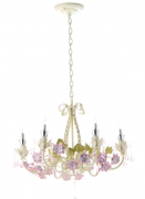 Люстра винтажная на 6 ламп с цветочным декором и кристаллами (SA017/6)