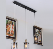 Люстра подвес черная на 3 лампы в стеклянных плафонах (ZW024/3)