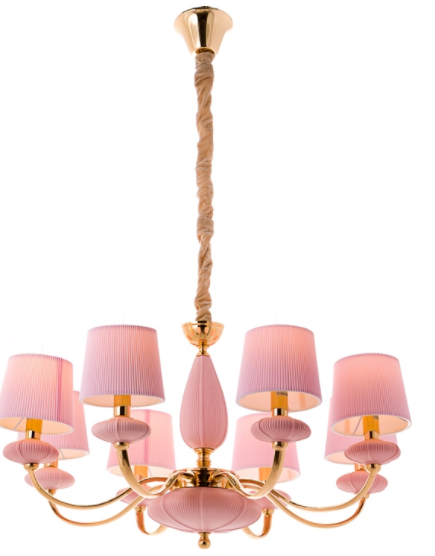 Люстра подвесная светло-розовая на 6 ламп (BL002/6pink)