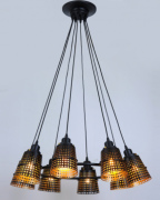 Люстра-подвес многоламповая чёрная с золотым на 8 ламп (ZW052/8)