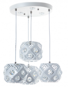 Люстра-підвіс біла на 4 лампи напівсфери з камінням (FE008/4wh)