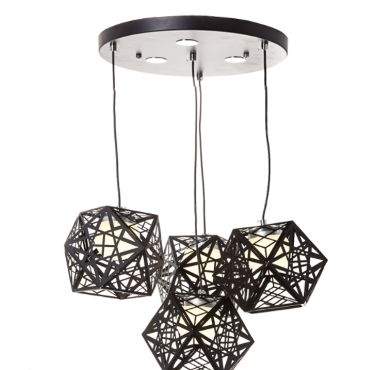 Люстра-подвес черная на 4 лампы с треугольным дизайном (FE018/4)
