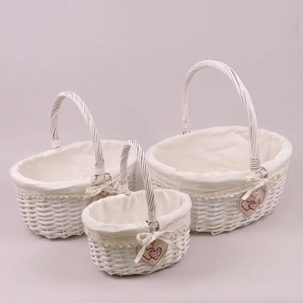 Комплект білих кошиків із тканиною Flora 3 шт. 50103