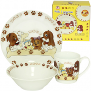 Набор детской керамической посуды Игривые щенки Hoz 3 пр. MSN-5139