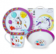 Набор посуды детской фарфоровой Единорог 2 Hoz 3 пр. MSN-5144