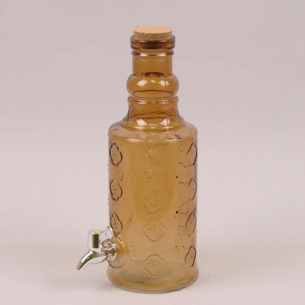 Пляшка скляна з краником Flora коричнева 2 л. 35108