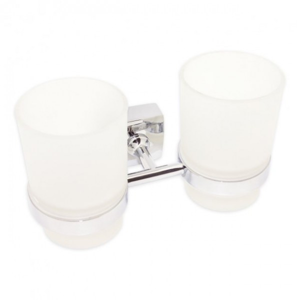Склянка подвійна для зубних щіток скляна Besser сталеве кріплення 17х8,5х9,5см MKM-8804
