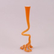 Ваза стеклянная фигурная Flora оранжевая 40 см. 8189