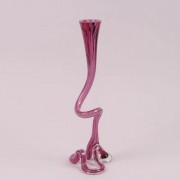 Ваза стеклянная фигурная Flora розовая 40 см. 8182