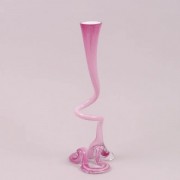 Ваза стеклянная фигурная Flora розовая 40 см. 8185