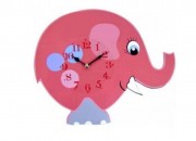 Настінний годинник Рожевий Слон дитячий, МДФ 33,8х4,5х27,4см