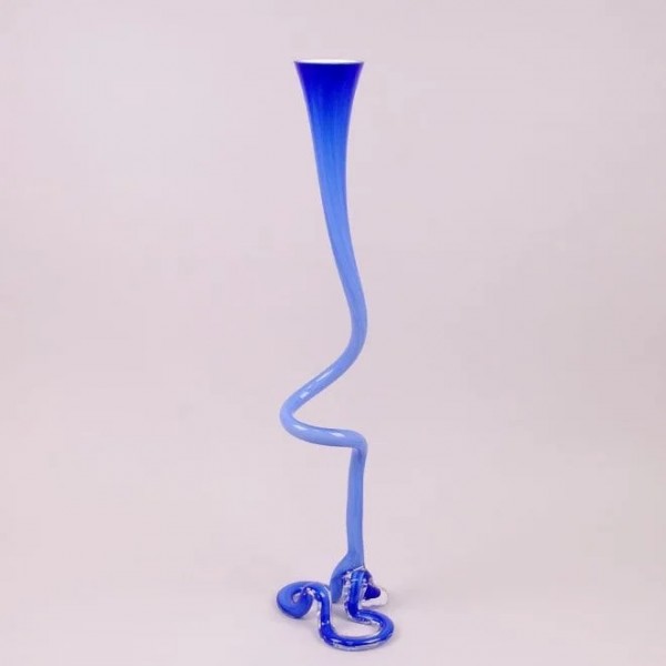 Ваза стеклянная фигурная Flora голубая 80 см. 8203